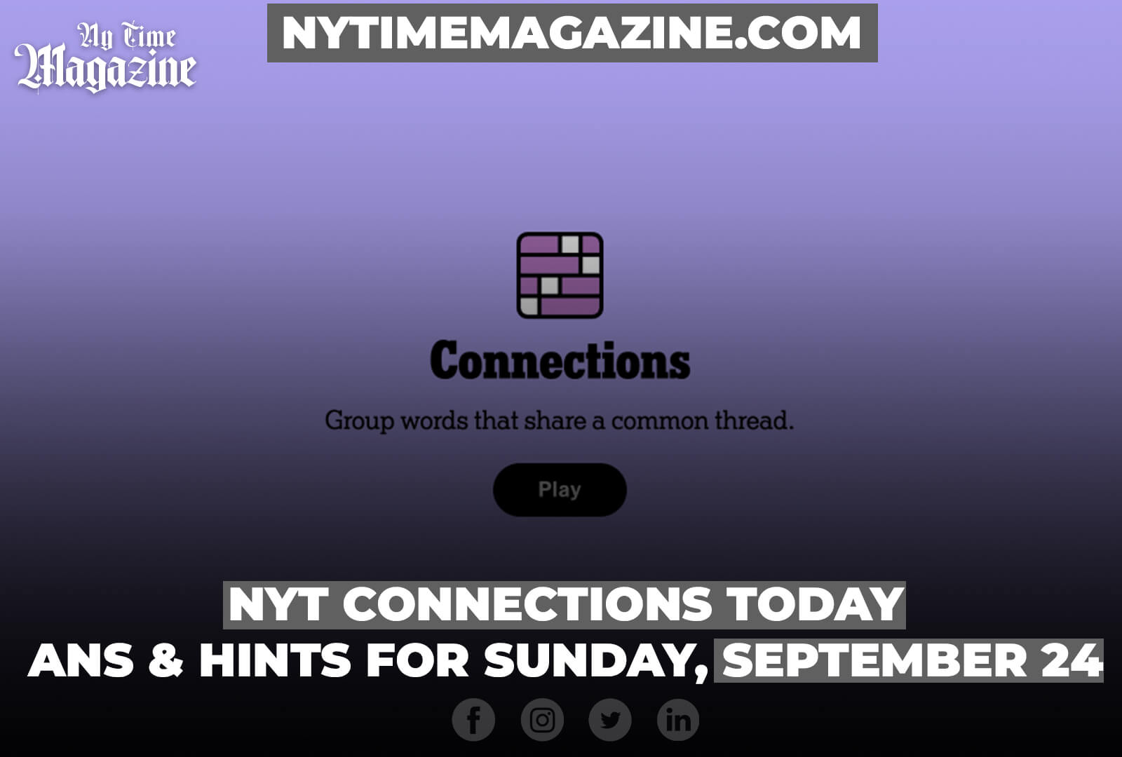 NYT Connections today: Answers and Hints for Sunday, September 24